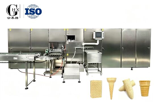 ποιότητας High Capacity Servo-Controlled Fully Automatic Wafer Cone, Waffle Cup Making Machine, Up tp 7000pcs/H Εργοστάσιο